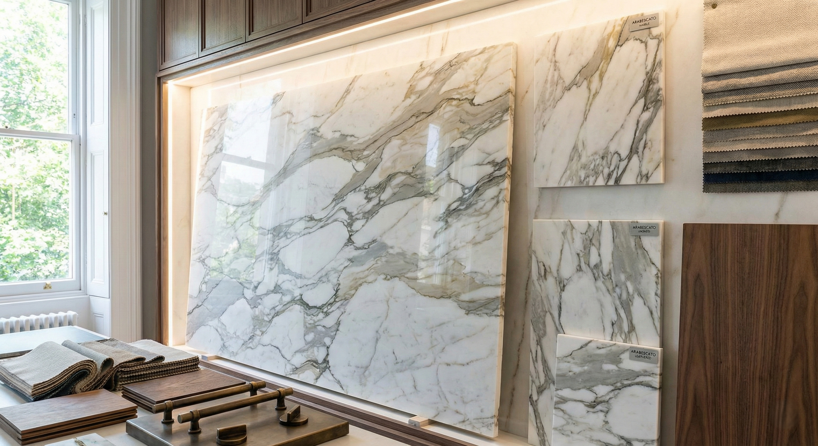 Arabescato Vagli marble material - High-quality slab selection with unique natural veining. - Apuan Heritage Italy